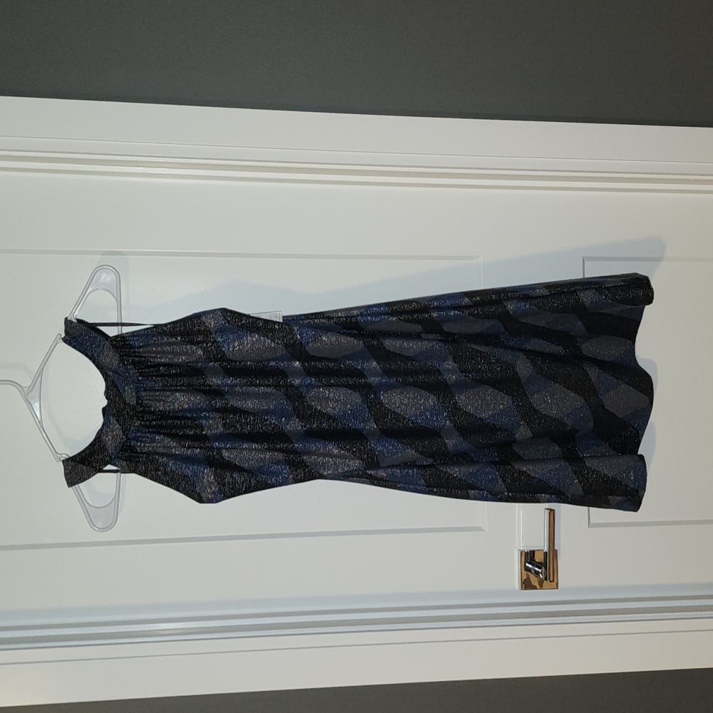 Elie Tahari Black Charcoal and Blue Sparkle Dress
